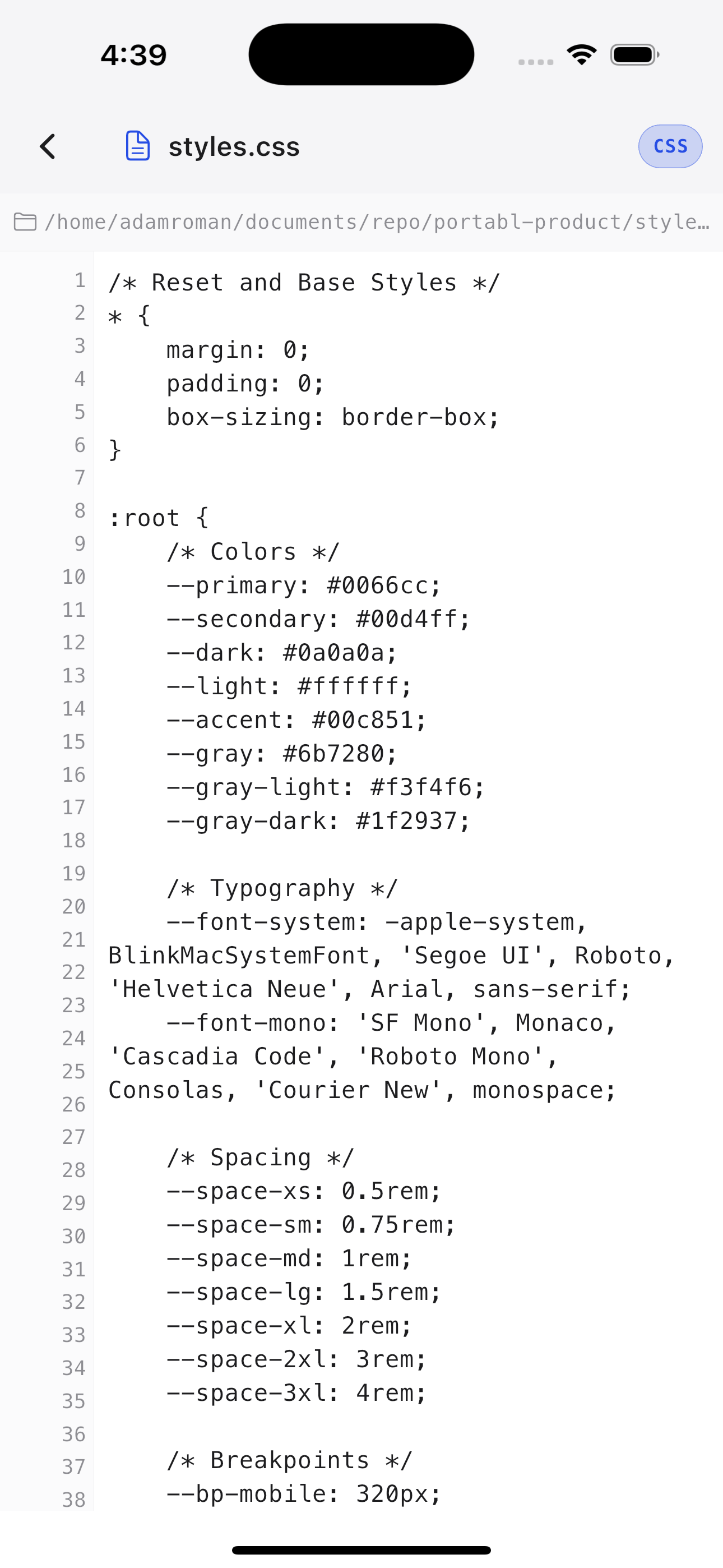 Code Editor - CSS Syntax Highlighting